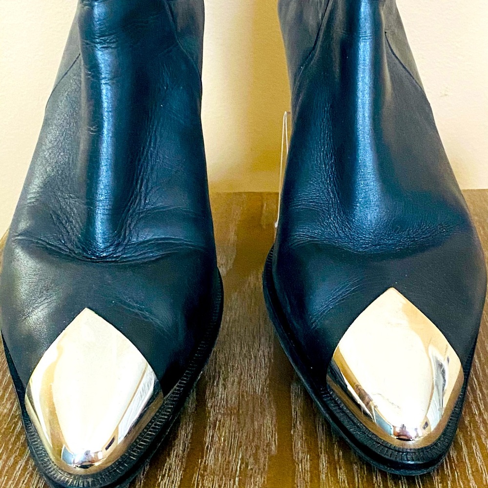 Schutz Luccyen Leather Boots With Metallic Toe